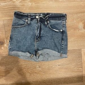 High Rise Rolled Jean Shorts